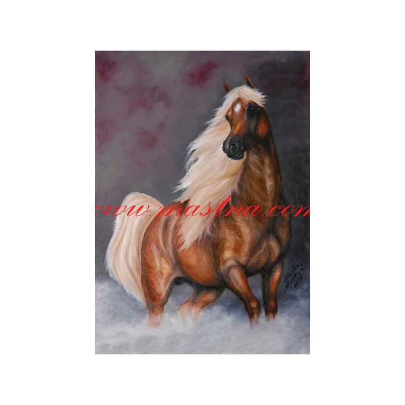 Autorský tisk arabský plnokrevník, isabela