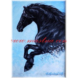 Autorský tisk fríský kůň