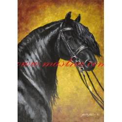 Autorský tisk fríský kůň