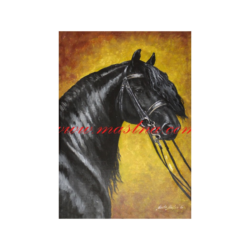 Autorský tisk fríský kůň