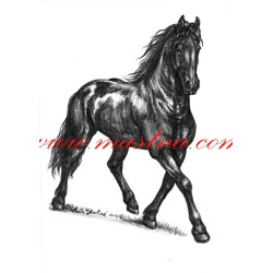 Autorský tisk fríský kůň