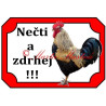 Tabulka kohout, drůbež