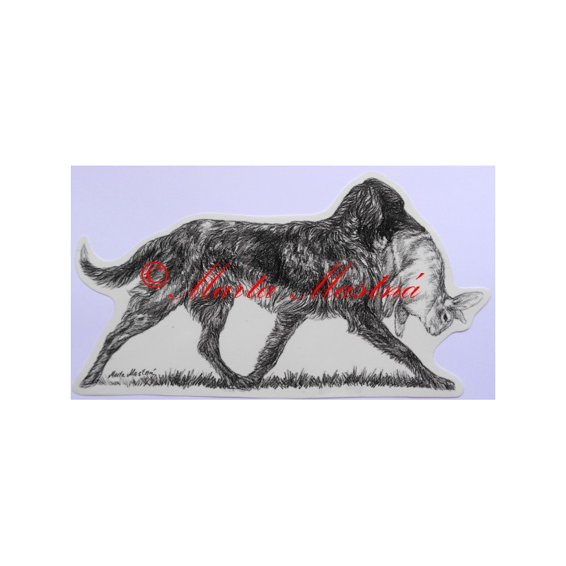 Samolepka německý ohař dlouhosrstý se zajícem - malá