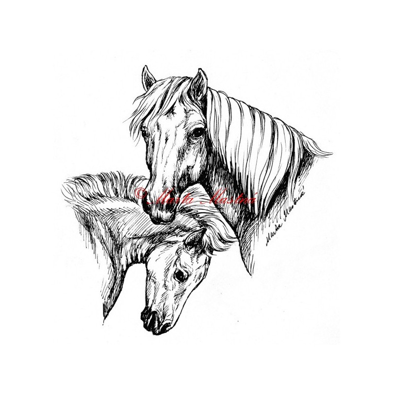 Samolepka klisna s hříbětem, hafling, pony, kůň, koně