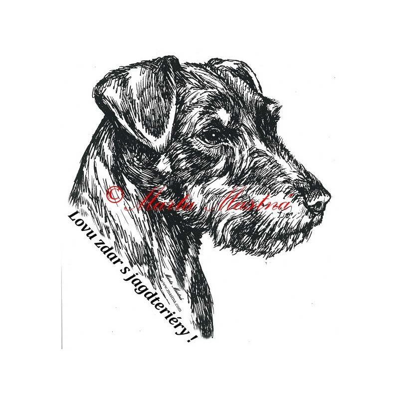 Samolepka jagdteriér s nápisem