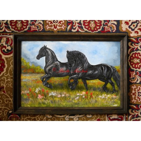 Obraz frísové, olejomalba koně