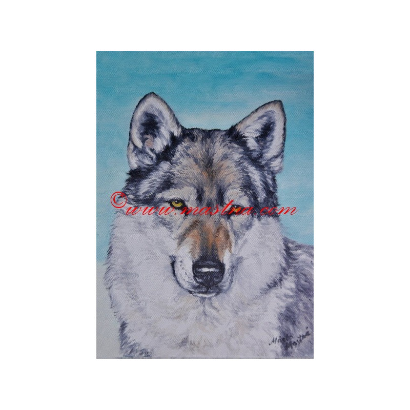 Obraz československý vlčák, vlk, olejomalba - tisk