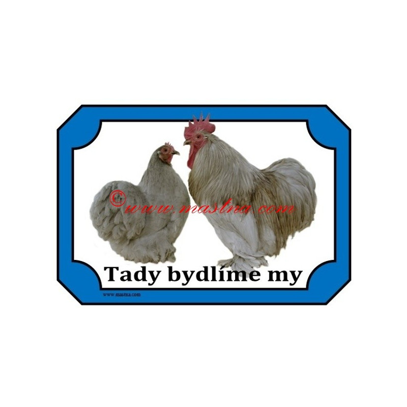 Cedulka drůbež, kohout, slepice kočinka