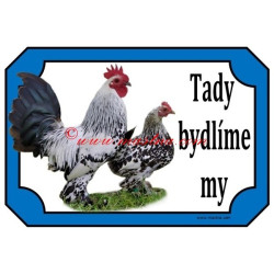 Cedulka drůbež, kohout, slepice zakrslá rousná
