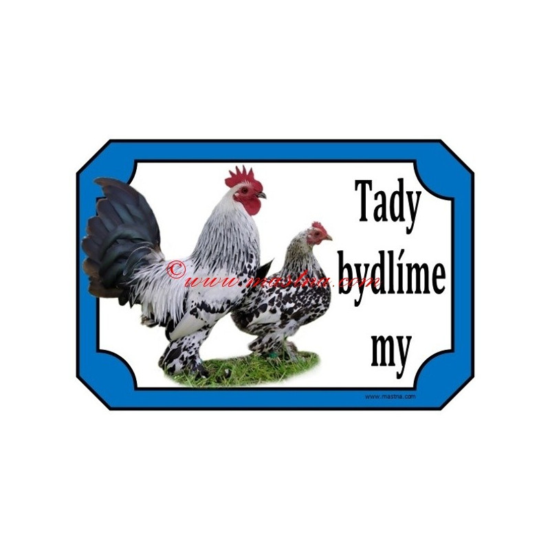 Cedulka drůbež, kohout, slepice zakrslá rousná