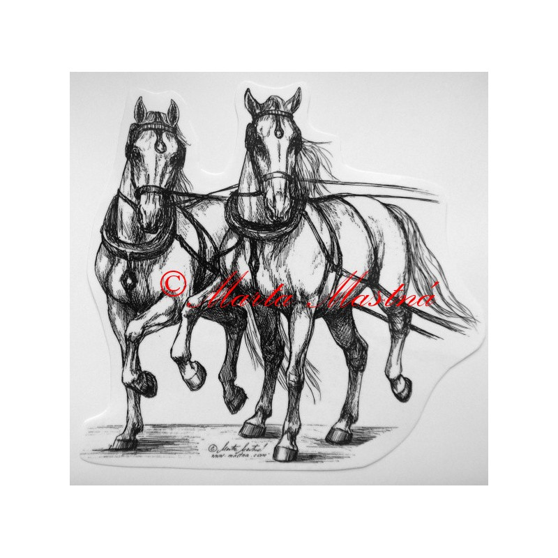 Samolepka kůň kladrubský, lipicán, spřežení