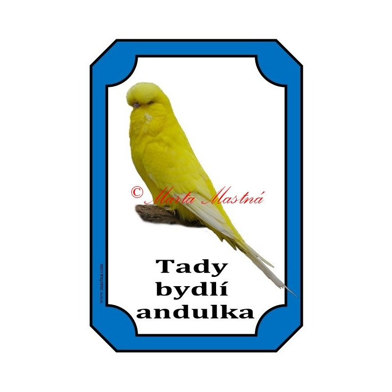 Cedulka andulka - papoušek vlnkovaný