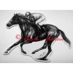 Samolepka kůň plnokrevník, dostihy