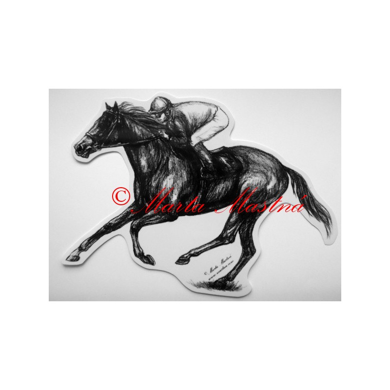 Samolepka kůň plnokrevník, dostihy