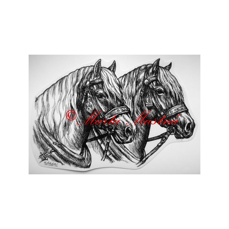 Samolepka koně chladnokrevníci, spřežení