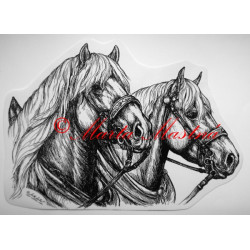 Samolepka koně chladnokrevníci, spřežení