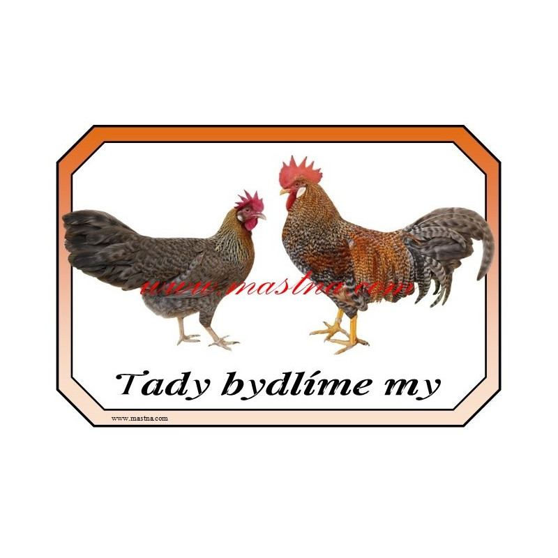 Cedulka drůbež slepice, kohout, vlaška rodobarvá