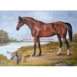 Portrét ve starém stylu - kůň, plnokrevník, olejomalba