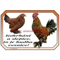 Cedulka drůbež slepice, kohout, zakrslá rousná