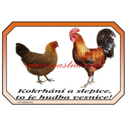 Cedulka drůbež slepice, kohout, česká zlatá kropenka