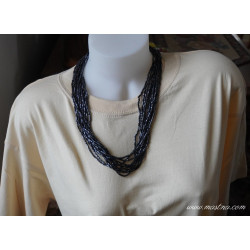 Náhrdelník grafitový sekaný rokajl  - Jablonec