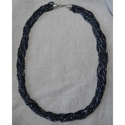 Náhrdelník grafitový sekaný rokajl  - Jablonec