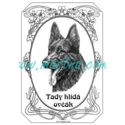 Cedulka německý ovčák černý ovál 2