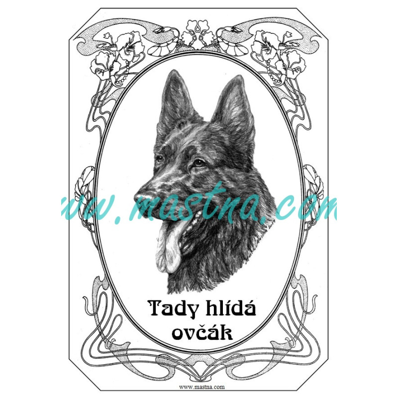 Cedulka německý ovčák černý ovál 2