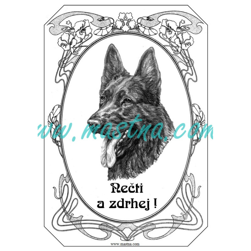 Cedulka německý ovčák černý ovál