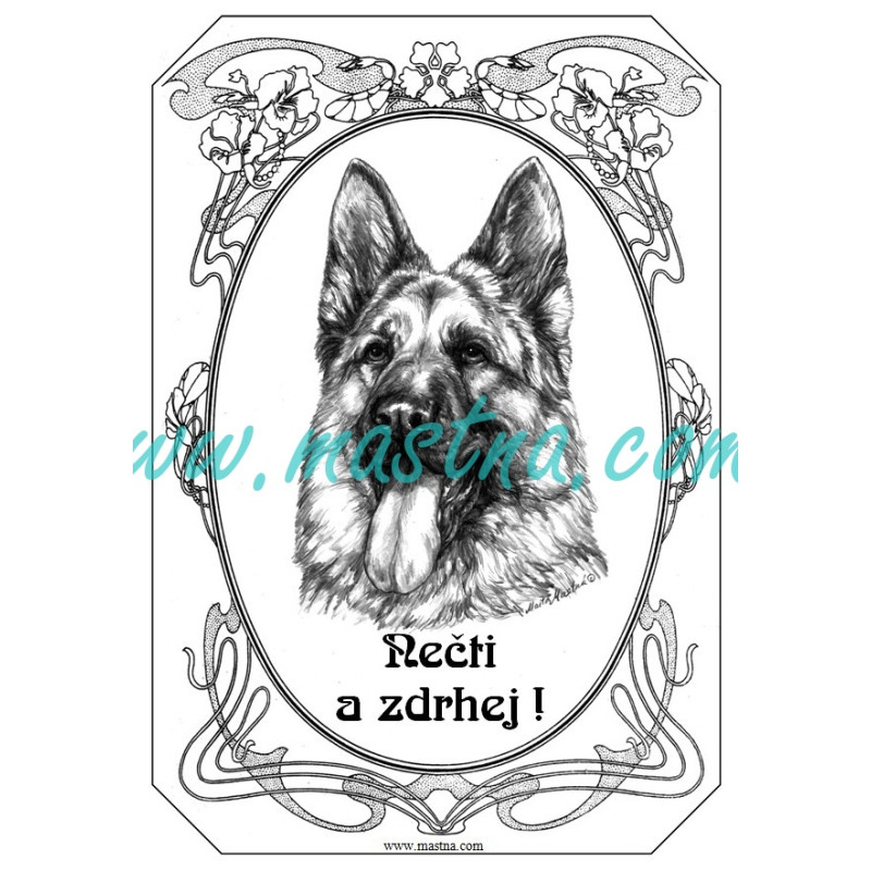 Cedulka německý ovčák ovál