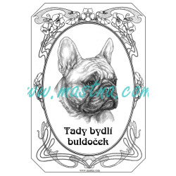Cedulka francouzský buldoček fawn secesní