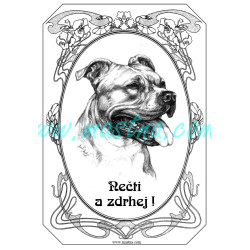 Cedulka staford, americký stafordšírský teriér hlava