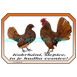 Cedulka sebritka zlatá, drůbež, vesnice