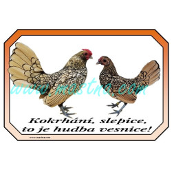 Cedulka sebritka citronová, drůbež, vesnice