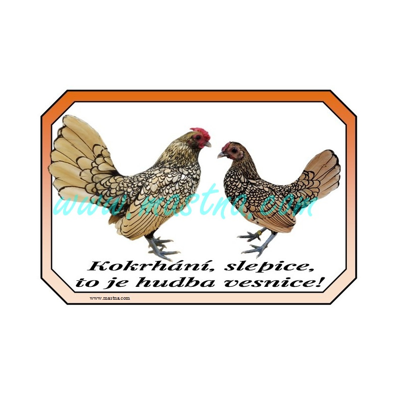 Cedulka sebritka citronová, drůbež, vesnice