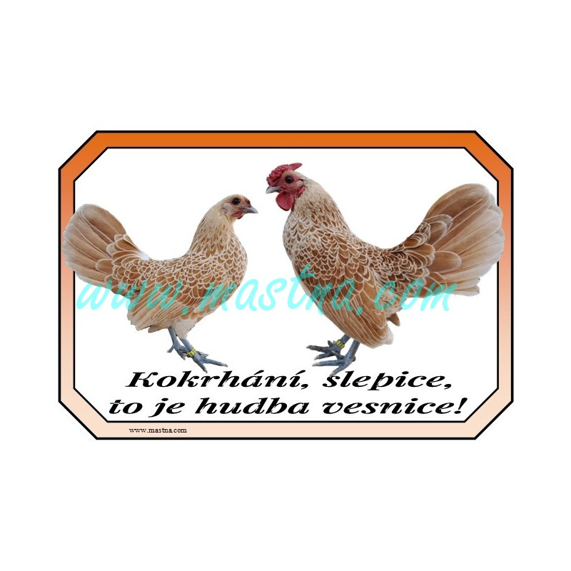 Cedulka sebritka žlutě plavá, drůbež, vesnice