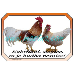 Vlaška červeně sedlatá zlatokrká, cedulka drůbež vesnice