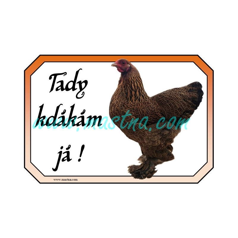 Brahmánka slepice, cedulka drůbež kdákáme
