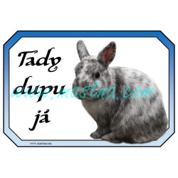 Králík zakrslý rhonský, cedulka