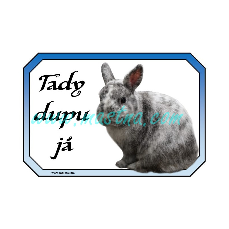 Králík zakrslý rhonský, cedulka