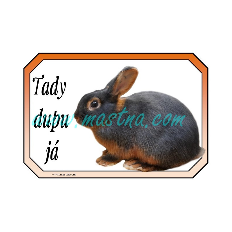 Králík tříslový modrý, cedulka