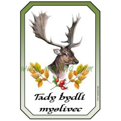 Cedulka myslivost, myslivec, daněk