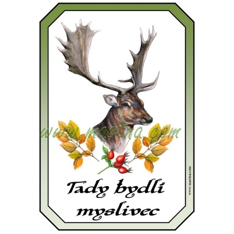 Cedulka myslivost, myslivec, daněk