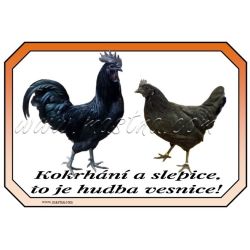 Ayam cemani drůbež, cedulka vesnice