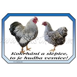 Vyandotka zdrobnělá stříbrná, drůbež, cedulka vesnice