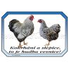 Vyandotka zdrobnělá stříbrná, drůbež, cedulka vesnice