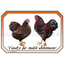 Vyandotka zdrobnělá zlatá, drůbež, cedulka domov