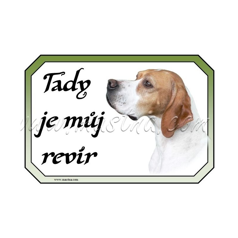 Pointr zlatobílý, pointer, cedulka revír