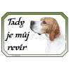 Pointr zlatobílý, pointer, cedulka revír