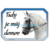 Kladrubský bělouš, kůň, cedulka domov